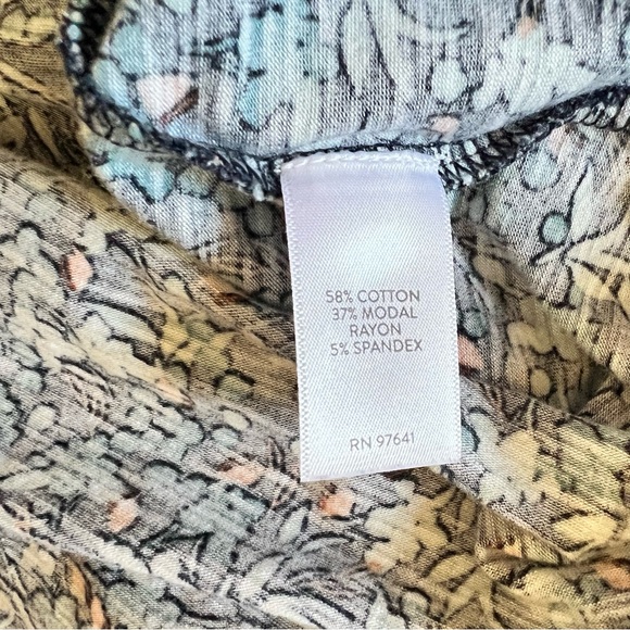 J Jill Floral Tunic Size XL Tall Womens Blue V Neck Long Sleeve Soft Modal Blend - Picture 9 of 9